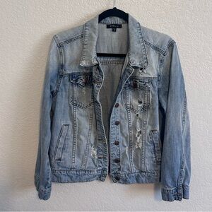 Distressed STS blue jean jacket size Small